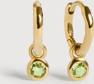 Monica Vinader Gold August Birthstone Huggie Earrings Peridot