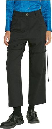 Song for the Mute Getailleerde broek met verstelbare bandjes - Dames - Wijde Broeken - Zwart - XL - Leer - Broeken