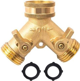 OEM Grifo Doble Para Lavadora, Conector En Y De 2 V&iacute;as De 3/4 Para Manguera De Jard&iacute;n Con V&aacute;lvulas De Encendido/apagado Independientes Para Conectar 2 Ele