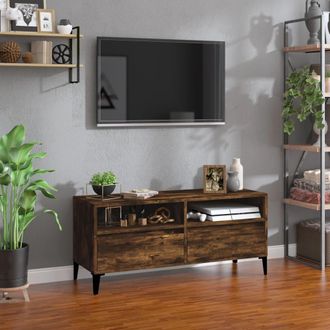 vidaXL Vidaxl - Mueble De Tv Madera Contrachapada Roble Ahumado 100x34,5x44,5cm