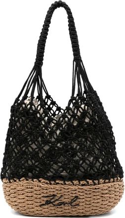 Karl Lagerfeld Woven Tote Bag with Black Netting