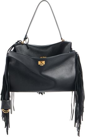 Balenciaga Medium Rodeo Fringe Leather Handbag in 1000 Black at Nordstrom