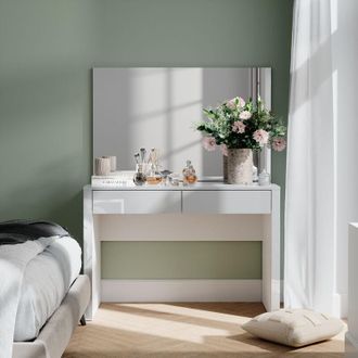 Vicco Tocador Annabelle, Blanco Alto Brillo/blanco, 110 Cm Con Espejo Vicco