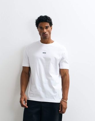 Boss Orange by Hugo Boss HUGO BOSS - T-shirt bianca vestibilit&agrave; comoda con grafica piccola-Bianco