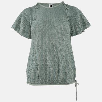 M Missoni Green Patterned Lurex Knit Sweater Top