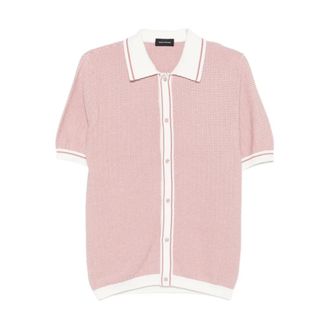 Tagliatore Short Sleeve Shirts, male, Pink, Size: 2XL Openwork Polo