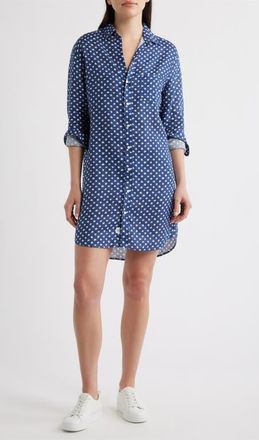Frank & Eileen Classic Linen Shirtdress in Navy White Stars at Nordstrom, Size Xx-Small
