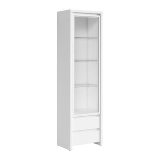 Petits Meubles Vitrina 1 puerta 2 cajones estratificado blanco mate