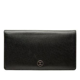 Chanel Pre-owned Long Wallet - Dames - Pre-owned - Zwart - Maat: ONE Size Leer
