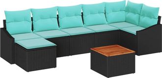 vidaXL Conjunto De Sof&aacute;s De Jard&iacute;n 8 Uds. Negro Rat&aacute;n Sint&eacute;tico Vidaxl