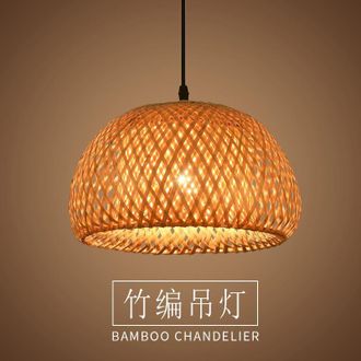 OEM L&aacute;mpara De Ara&ntilde;a De Bamb&uacute; Tejido Al Estilo R&uacute;stico Americano, Con Led Blanco C&aacute;lido De 12 W, 30 Cm (base Y Cable Negros)