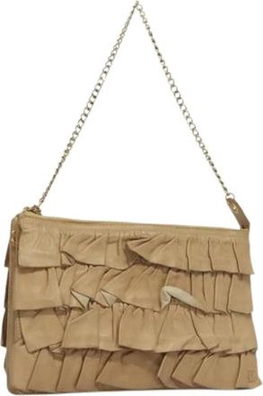 Chanel Pre-owned Clutches, female, Beige, Size: ONE SIZE Pre-owned Vintage Leather Clutch