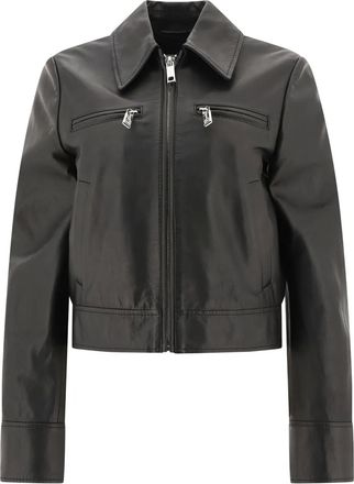 Max Mara Giacca in pelle con zip - Nero