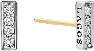 Lagos Linear Diamond Stud Earrings in Silver at Nordstrom