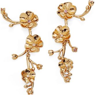 Alex and Ani New York Botanical Garden 2-in-1 Pansy Statement Earrings in Gold at Nordstrom