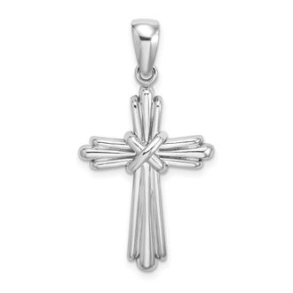 Diamond2Deal 14k White Gold Polished Cross Charm