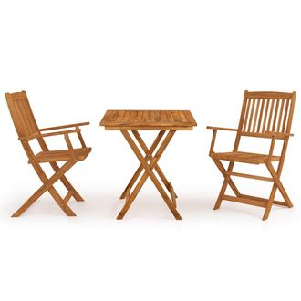vidaXL Comedor De Jard&iacute;n Plegable 3 Piezas Madera Maciza De Acacia Vidaxl