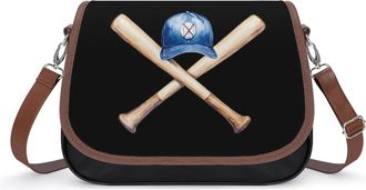 Generic Baseball Bat Ball Hat Womens Crossbody Bag Fashion Shoulder Handbags Message Tote Bag with Adjustable Strap