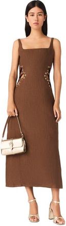 Maje Linen blend maxi dress in Brown at Nordstrom, Size 40 Eu