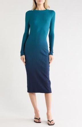 Young Fabulous & Broke Dax Long Sleeve Midi Dress in Deep Teal Ombre at Nordstrom Rack, Size X-Small