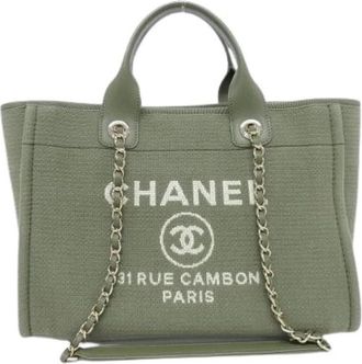 Chanel Borsa Tote Pre-owned Deauville in fibra mista - - Pre-owned - Donna - Verde - ONE SIZE