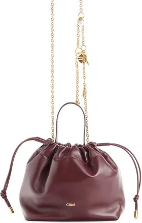 Chlo&eacute; Mini Icons Leather Shoulder Bag in Burnt Red at Nordstrom