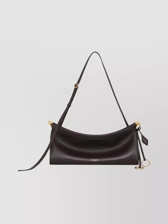 Alaia medium leather shoulder bag east west style