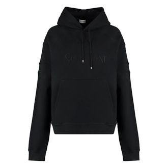 Saint Laurent Hoodies, female, Black, Size: 2XL Cotton Hoodie