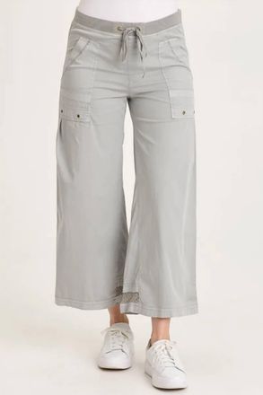 Xcvi Roel Poplin Mesh Gaucho Crop Pants In Earl Grey Pigment