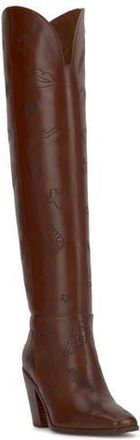 Jessica Simpson Ravyn 2 Embossed Leather Tall Boot in Dark Canyon Aniale at Nordstrom Rack, Size 9.5