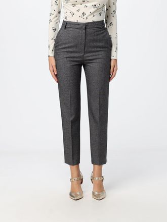 Hanita Cropped Straight-Leg Trousers in Wool Flannel with a Mid-Rise Waist