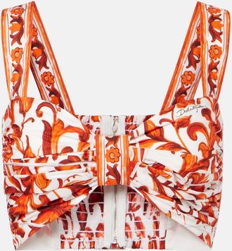 Dolce & Gabbana Majolica cotton poplin crop top