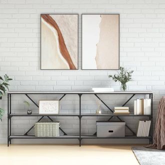 vidaXL Vidaxl - Mesa Consola Hierro Y Madera Ingenier&iacute;a Gris Sonoma 200x30x75cm