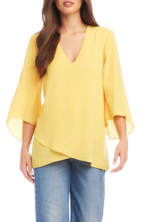 Karen Kane Asymmetrical Crepe Top in Bright Yellow at Nordstrom, Size X-Large