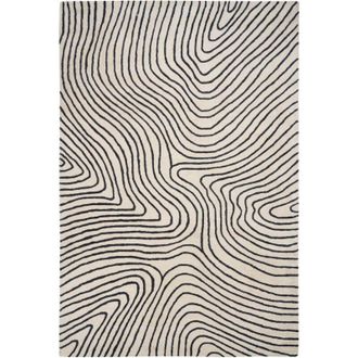 Beliani Beliani - Modern Handmade Living Room Hallway Home Office Area Rug 200 x 300 cm Low Pile Viscose Wool Black and White Rumra