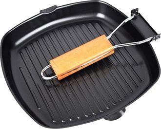 OEM Padella Per Bistecca In Ghisa, Padella Per Bistecca Quadrata In Acciaio Al Carbonio, Padella Antiaderente Con Manico In Legno Pieghevole, Padella Per 