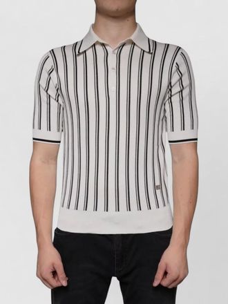 Dolce & Gabbana silk striped short-sleeve polo shirt