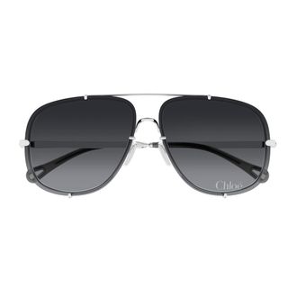 Chlo&eacute; Silver CH0348S Oversized Square Metal Sunglasses