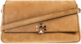 Tory Burch Charlie Small Suede Schoudertas - Dames - Handtassen - Beige - ONE Size - Su&egrave;de - Tassen