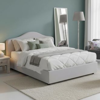 Dmora Dmora - Cama Matrimonial Dabbass, Cama Contenedor Con Revestimiento De Tela, 100% Made In Italy, Apertura Frontal, Adecuado Para Colch&oacute;n Cm 160x190, B