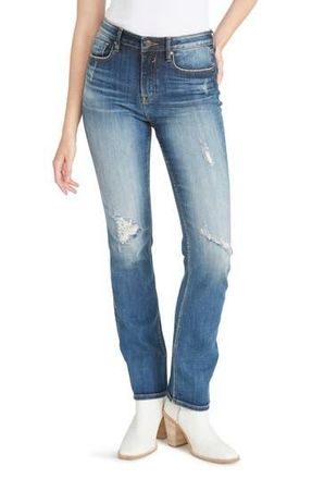 Vigoss Ace Destroyed High Waist Straight Leg Jeans in Medium Was at Nordstrom Rack, Size 29