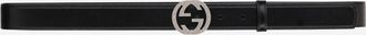 Gucci Mens Leather Belt With Logo Black
