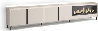 Skraut Home Skraut Home - Mueble Tv, Televisi&oacute;n, Muebles De Sal&oacute;n, Almacenaje, 315x35x61cm, Para Tv Hasta 80, Chimenea El&eacute;ctrica Xxl, Dise&ntilde;o Industrial, Led, Esti