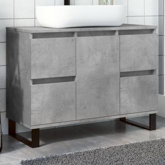 Berkfield Home Bathroom Sink Cabinet Concrete Grey 80x33x60 cm Engineered Wood | Size: 80 x 33 x 60 cm