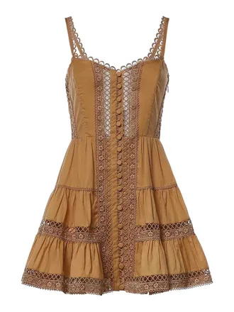 Charo Ruiz Ibiza Lenora Cotton Voile And Lace Mini Dress