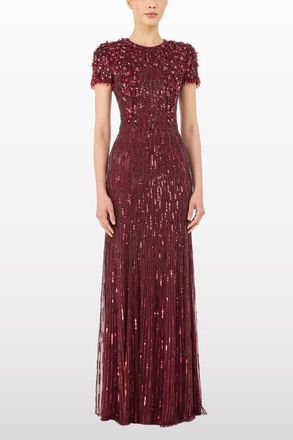 Jenny Packham Eliza Beaded Maxi Dress in Cardinal at Nordstrom, Size 14 Uk