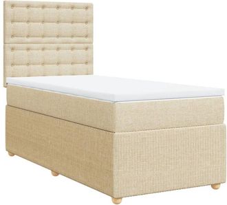 vidaXL Cama Box Spring Con Colch&oacute;n Tela Color Crema 100x200 Cm Vidaxl
