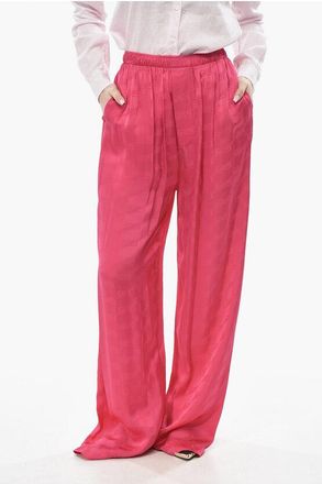 Balenciaga Monogram-Pattern Satin Jacquard Pants size 38