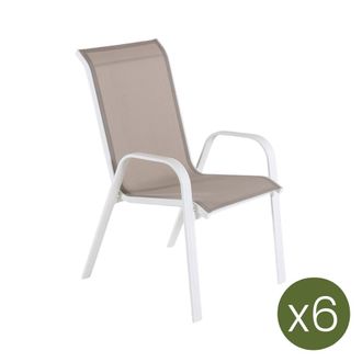 ED&Egrave;N JARD&Iacute; Pack de 6 sillones de terraza apilable 57x74x96 5 cm aluminio blanco