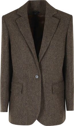 SOEUR Brown Servres Prince Of Wales Check Wool Jacket